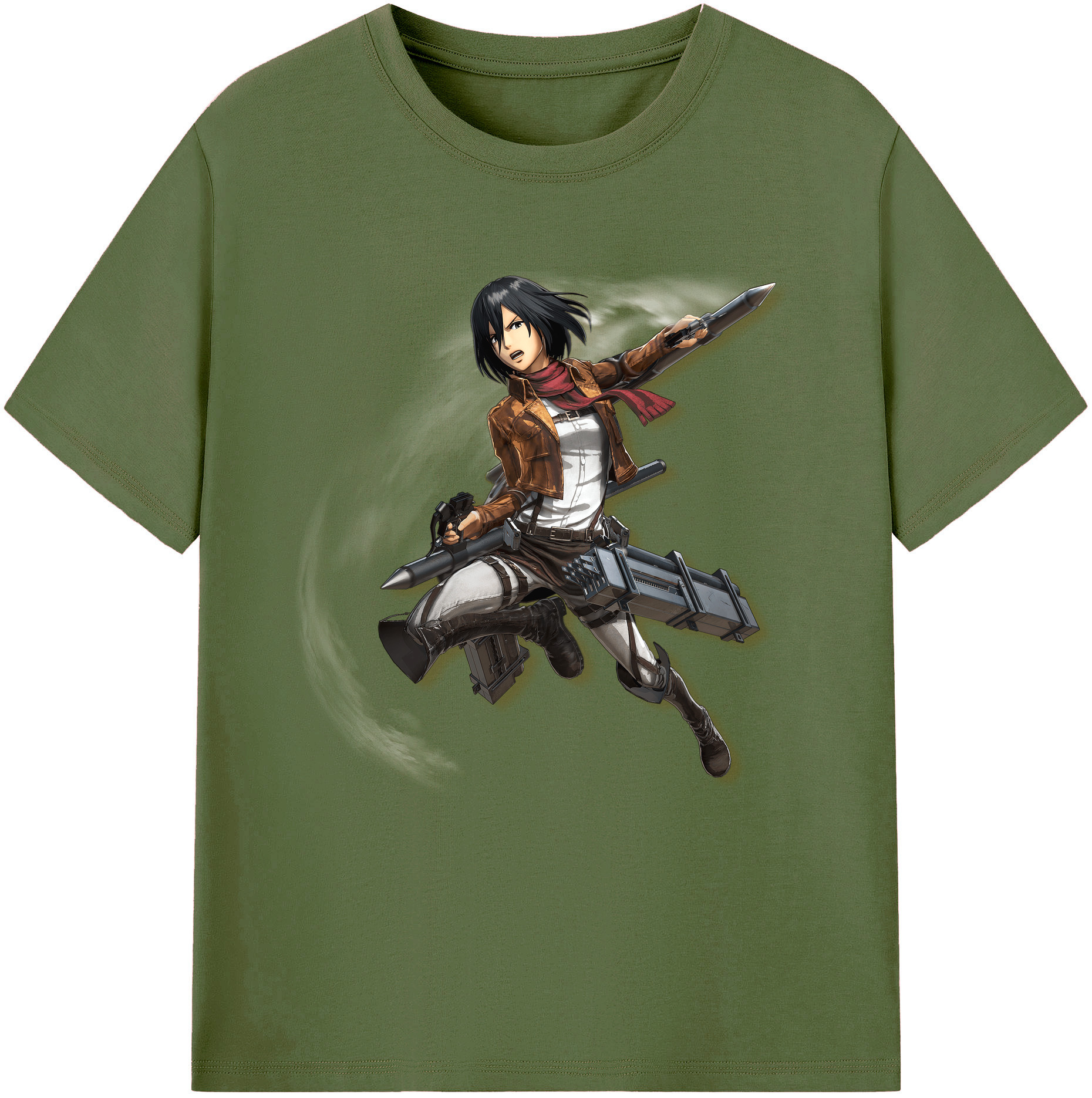 （画像用） 進撃の巨人 ミカサ·アッカーマン Attack on Titan Mikasa Ackerman 綿100％半袖Tシャツ（フロントプリント）